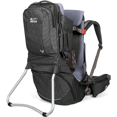 WIPHA Baby Carrier - Upgraded Hiking Backpack with Safety Seat, Lightweight Large Capacity Toddler Carrier (Black)