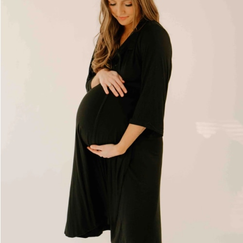 Lila Labor & Postpartum Gown in Black