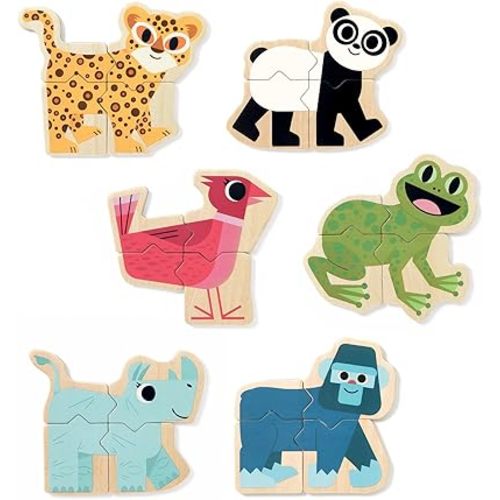 DJECO Mix & Match Animal Magnets - Silly Creatures, Endless Fun for Home, School or Gifts - Fun & Creative for Family & Friends, Educational Wooden Toys for Preschool, Kids 2+