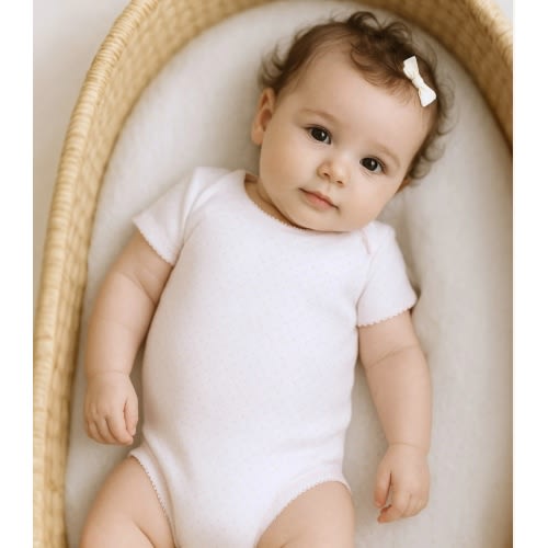 Mini Dots Short Sleeve Bodysuit - Pink