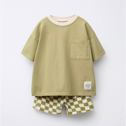 CHECKERBOARD T-SHIRT AND BERMUDA JOGGING SET - Anthracite grey | ZARA United States