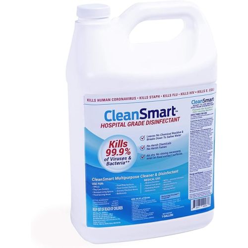 CleanSmart Hospital Grade Disinfectant, Kills 99.9% of Viruses and Bacteria, Hypochlorous Acid Technology, EPA Registered, 1 Gallon (HOCL)