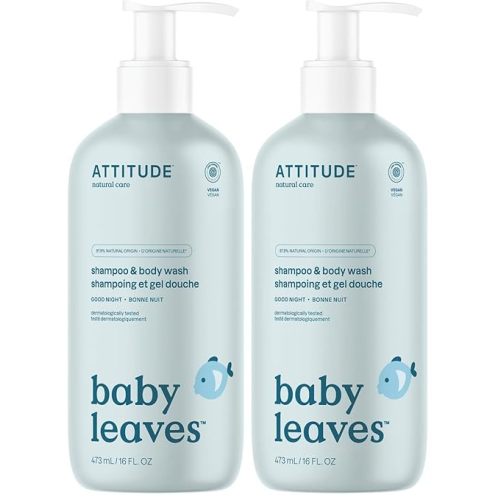 ATTITUDE 2-in-1 Shampoo and Body Wash for Baby, EWG Verified, Dermatologically Tested, Vegan, Good Night, 16 Fl Oz