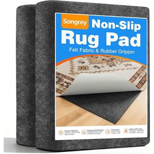 Songrey 8'x10' Non‑Slip Rug Pad, 1/8" Thick Cushioned