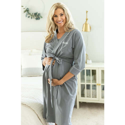 MAMA Embroidered  Charcoal Robe (S/M & L/XL only)