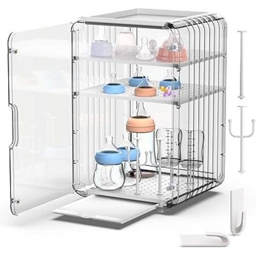 Palksky Baby Bottle Organizer for Storage,Baby Bottle Drying Rack for Countertop Organizer,Clear Space-Saving