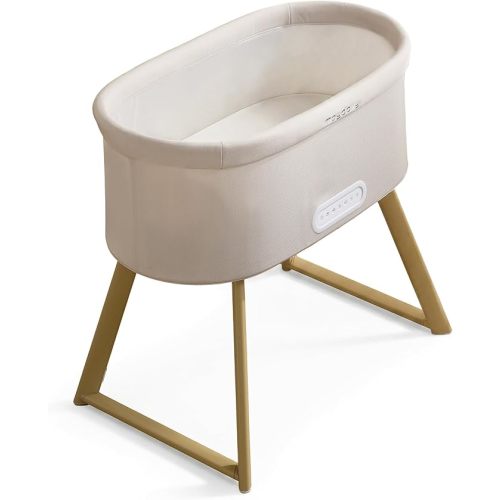 Maydolly Smart Soothing Baby Bassinet – Smart Newborn Bassinet with Cry Detection that Automatically Responds – Breathable Infant Sleeper for Newborns to 6 Months（Beige） | Cry Response, 15 Soothing Modes, Airy Comfort, Easy Setup