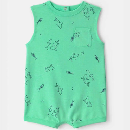 Baby Boy Shark Sleeveless Romper - Green | Carter's