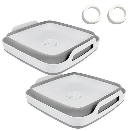 GIMWA Collapsible Wash Basin with Drain Plug - 2.4 Gallon Foldable Kitchen Sink for Baby Bottles, RV Camping, Space-Saving Dish Tub (Gray-Gray)