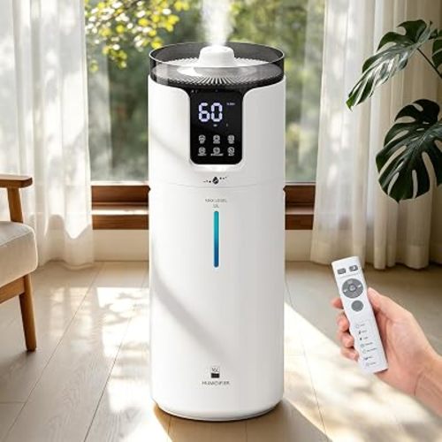 Humidifier large room 16L/4.2Gal - Lacidoll Whole house Humidifier for Home1500 sq.ft. Ultrasonic Cool Mist Humidifiers for Bedroom with Extension Tube & Aroma Box & Night light, White