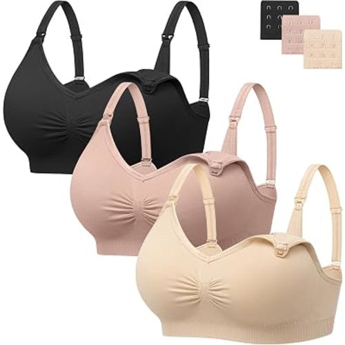 habibee Womens Nursing Bra Seamless Breastfeeding Maternity Bra with Extenders