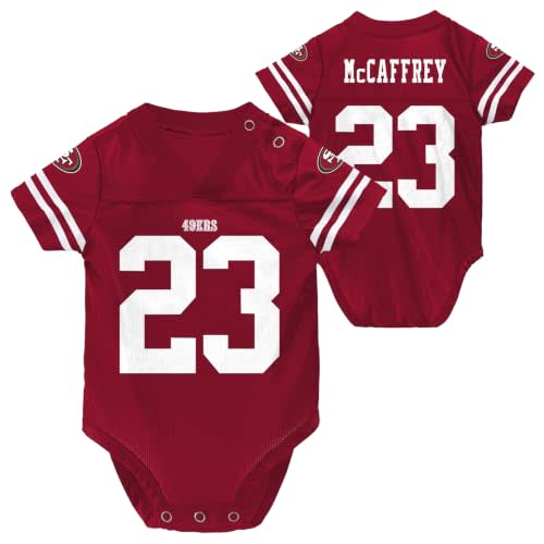 Christian McCaffrey San Francisco 49ers #23 NFL Newborn Baby 0/3M-6/9M Red Creeper Bodysuit Jersey