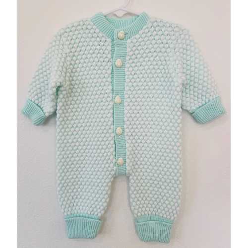 Vintage Stork Club Baby Romper | Mint Green Knit, Italy (3-6 Months)