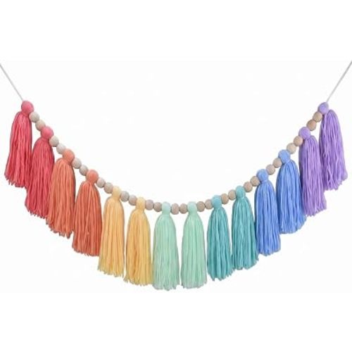 DrCor Crayon Rainbow Tassel Garland – Classroom Party Nursery Decor