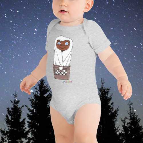Extraterrestrial E.T. UFO Alien in a Basket 80s Movie Baby Onesie