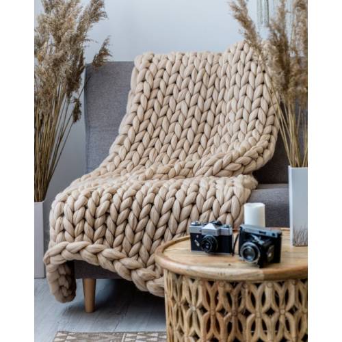 Giant Blanket 100% Merino Wool Blanket Chunky Knit Blanket - Etsy