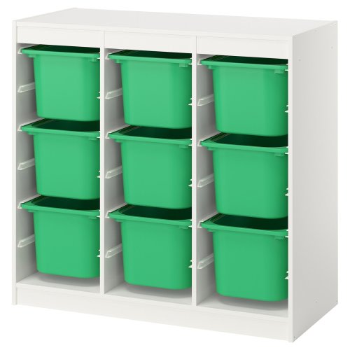 TROFAST Storage combination with boxes - room divider/white bright green 39x17 3/8x37 "