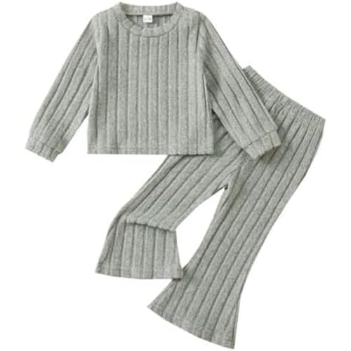 Toddler Baby Girl Outfits Soft Comfy Sweatshirt and Bell Bottom Pants Fall Winter Clothes Set for Girls