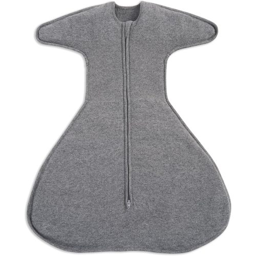 HALO Sleepsack SwaddleStretch, Arms Up or Extended Arms, Newborn Baby Swaddle, 0 – 3 Months, 0.5 TOG, Grey