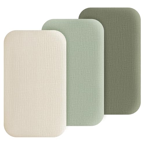 Muslin Bedside Sleeper Bassinet Fitted Sheets, 3 Pack Cotton Baby Sheet for Boys & Girls, Soft, Compatible with Baby Delight, Dream On Me, AMKE and Other Rectangle Mattress (Pistachio)