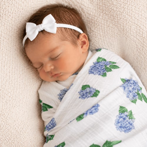 Baby Girl Muslin Swaddle Blanket - Hydrangeas