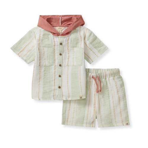 Pacific Stripe Hooded Shirt & Shorts Set – Burt's Bees Baby