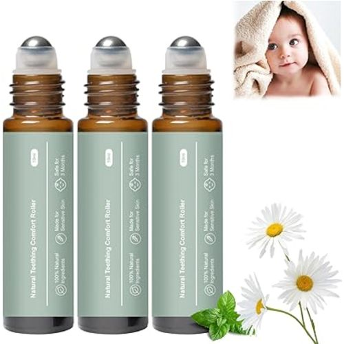 3Pcs Teething Roller, Mamas Teether: Baby Teething Oil Roller, Natural Gentle Teething Relief Roller, Teething Roller All Natural for Babies