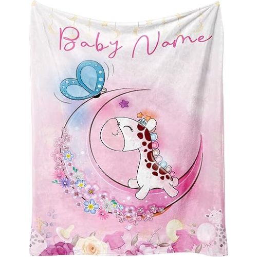 Personalized Baby Blankets with Name, Customized Baby Blankets for Girls, Best Gift for Baby, New Mom, Newborn, 30 x 40 inch, Super Soft Plush Fleece
