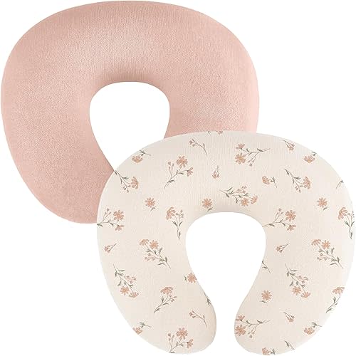 Nursing Pillow Covers 2-Pack, Silky Breathable Universal Fit Pillow Cover for Baby Girl/Boy, Anti-Pilling Washable(Misty Pink,Small Flower Buds)