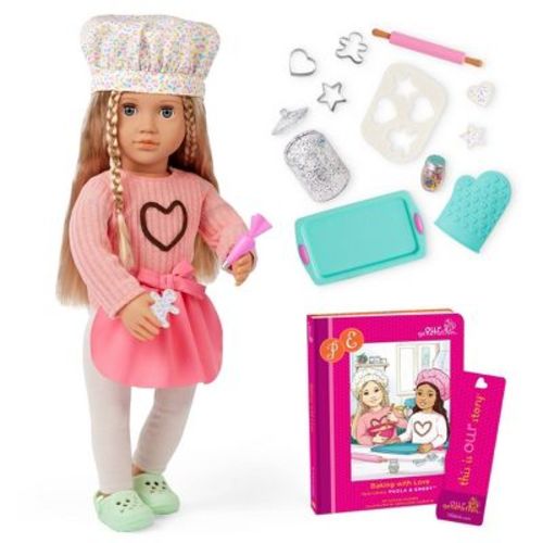 Our Generation Emery Posable 18" Doll with Baking Accessories & Storybook