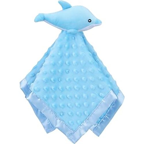 Pro Goleem Dolphin Loveys for Babies, Soft Security Blanket Baby Snuggle Toy Newborn Stuffed Animals Baby Gifts for Boys and Girls, 16 Inch