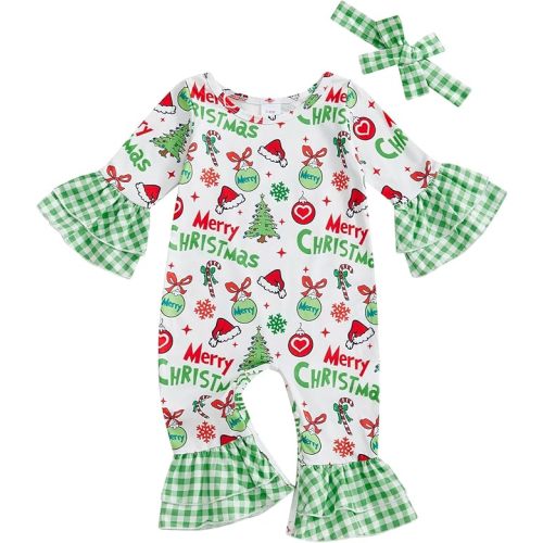 My First Christmas Baby Girl Outfit Newborn Merry Christmas Onesie Santa Hat Romper Jumpsuit Infant Xmas Clothes
