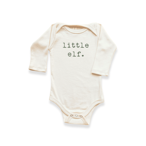 Little Elf - Organic Long Sleeve Baby Bodysuit, 0-3M
