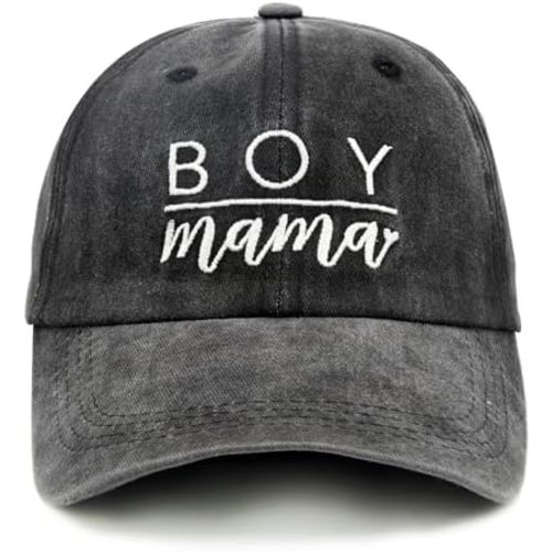 Women's Embroidered Baseball Cap Boy Mama Mom Gift Vintage Distressed Dad Hat