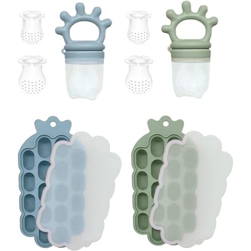 Baby Bliss Silicone Baby Fresh Food Freezer Feeder, Breastmilk Popsicle Mold, Nibble Tray Teethed Ice Cube Tray, Baby Self Feeding Led Weaning Plate, 6 months +, BPA Free