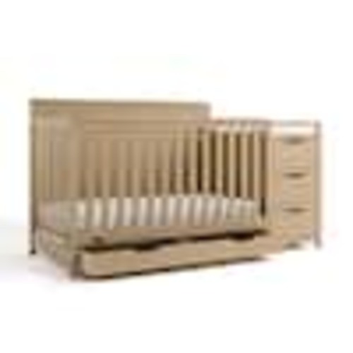 Graco Hadley Driftwood 5-in-1 Convertible Crib and Changer with Drawer 04586-707