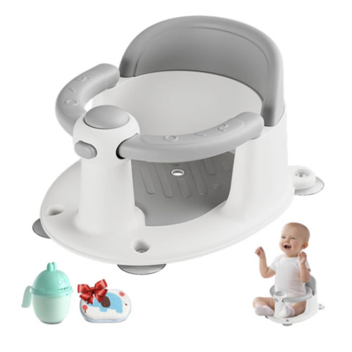 Baby Bath Seat for Babies 6 Months & up, Non-Slip Toddler Bath Seat for Baby & Newborn, Sit Up Bath Seat for Baby,Grey