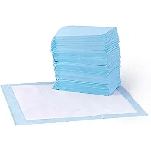 Amazon Basics Leak-Proof Dog and Puppy Potty Training Pee Pads with Quick-Dry 5-Layer Super Absorbent Surface for Dog Training, Floor Protection, Regular Size 22x22", Blue & White, 50 Count