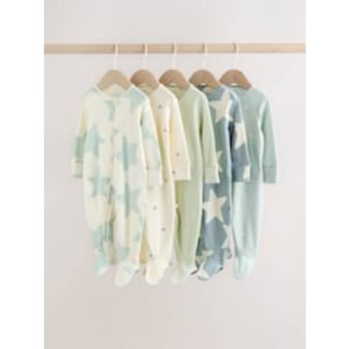 Buy Green Star Two Way Zip Baby Sleepsuits 5 Pack (0-2yrs) from Next New Zealand