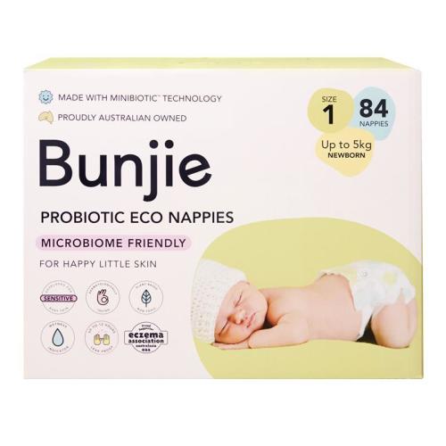 Bunjie Nappies Jumbo Size 1 Newborn 84 Pack