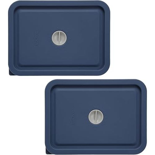 Replacement Lids for Pyrex 7210-PC 3 Cup Rectangle, Silicone Storage Cover Lid for Glass Bowl 2 Pack with Date Mark Dark blue