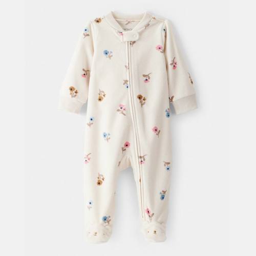 Baby Girl Carter's Floral Print Loose Fit Long-Sleeve 2-Way Zip Sleep & Play