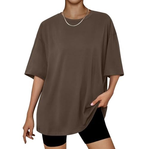 Trendy Queen Womens Oversized Summer T Shirts Fashion Workout Plus Size Tops Short Sleeve Beach Vacation Gym Clothes 2025