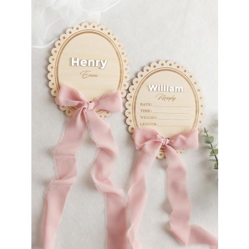 Lace Wooden Newborn Name Sign, Bow Ribbon Nursery Name Sign, Baby Shower Gift, New Baby Gift, Baby Photo Prop, Lace Baby Milestone