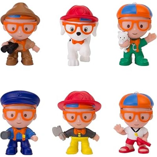 Blippi Mini Heroes Squishables Mystery 6 Pack - 2” Character Toy Figure: Police Officer, Lifeguard, Vet, Firefighter, Park Ranger, Plus Firehouse Dog - Educational Toys for Children and Toddlers