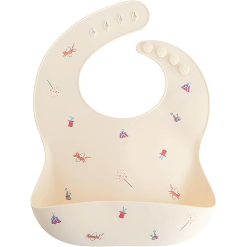 mushie Silicone Baby Bib | Adjustable Fit Waterproof Bibs (Circus)