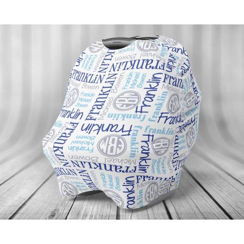 Personalized Car Seat Canopy Cover - Baby Car Seat Cover - Personalized Nursing Cover - Car Seat Canopy Cover - Nursing Cover - Name Pattern
