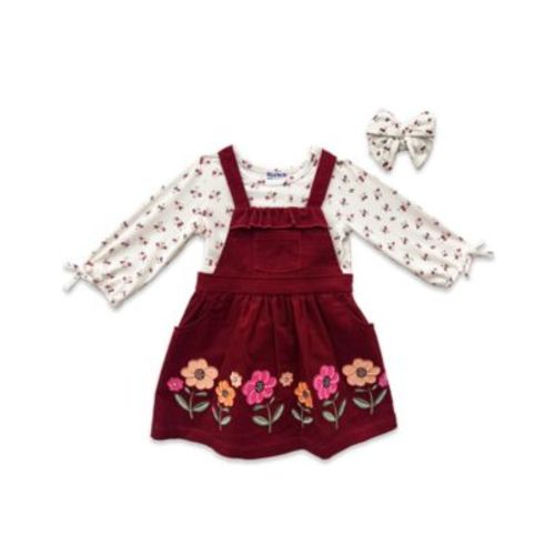 Baby Girls 3-Piece Floral Top, Headband and Cord Jumper Set