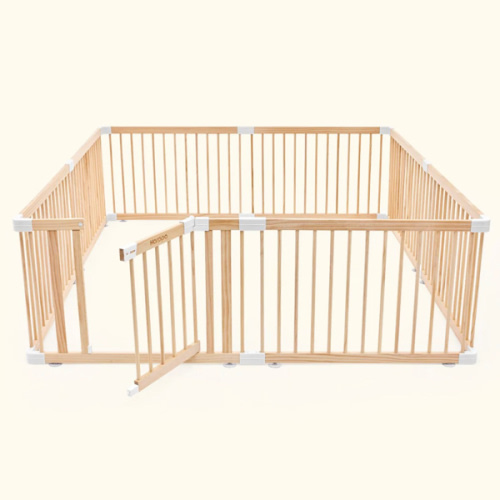 HARPPA Wooden Baby Gate Playpen | Non-Toxic Foldable DIY Adjustable Play Yard for Infants & Toddlers – Natural Finish Baby Fence for Small & Large Spaces