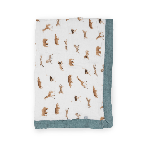 Organic Cotton Muslin Baby Quilt - Animal Crackers